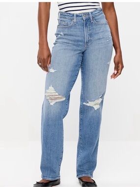 Old Navy High Rise Curvy OG Loose Distressed Jeans (Size 6 Petite)